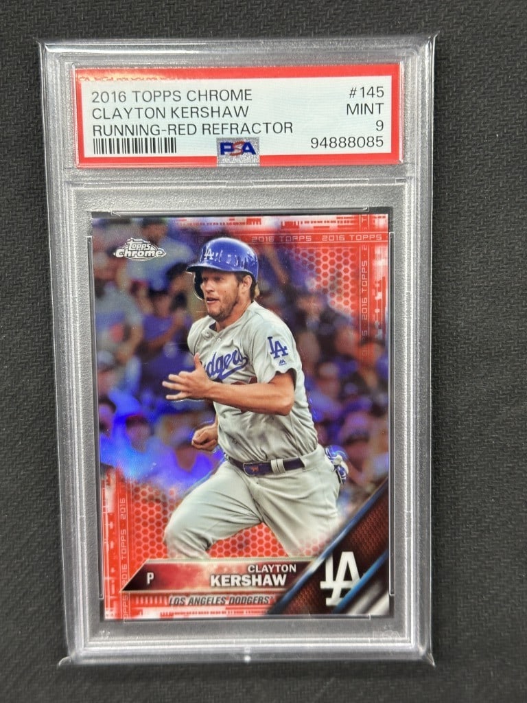 Clayton Kershaw 2016 Topps Chrome SP Red PSA 9 Baseball Card #145 (1 of 2)