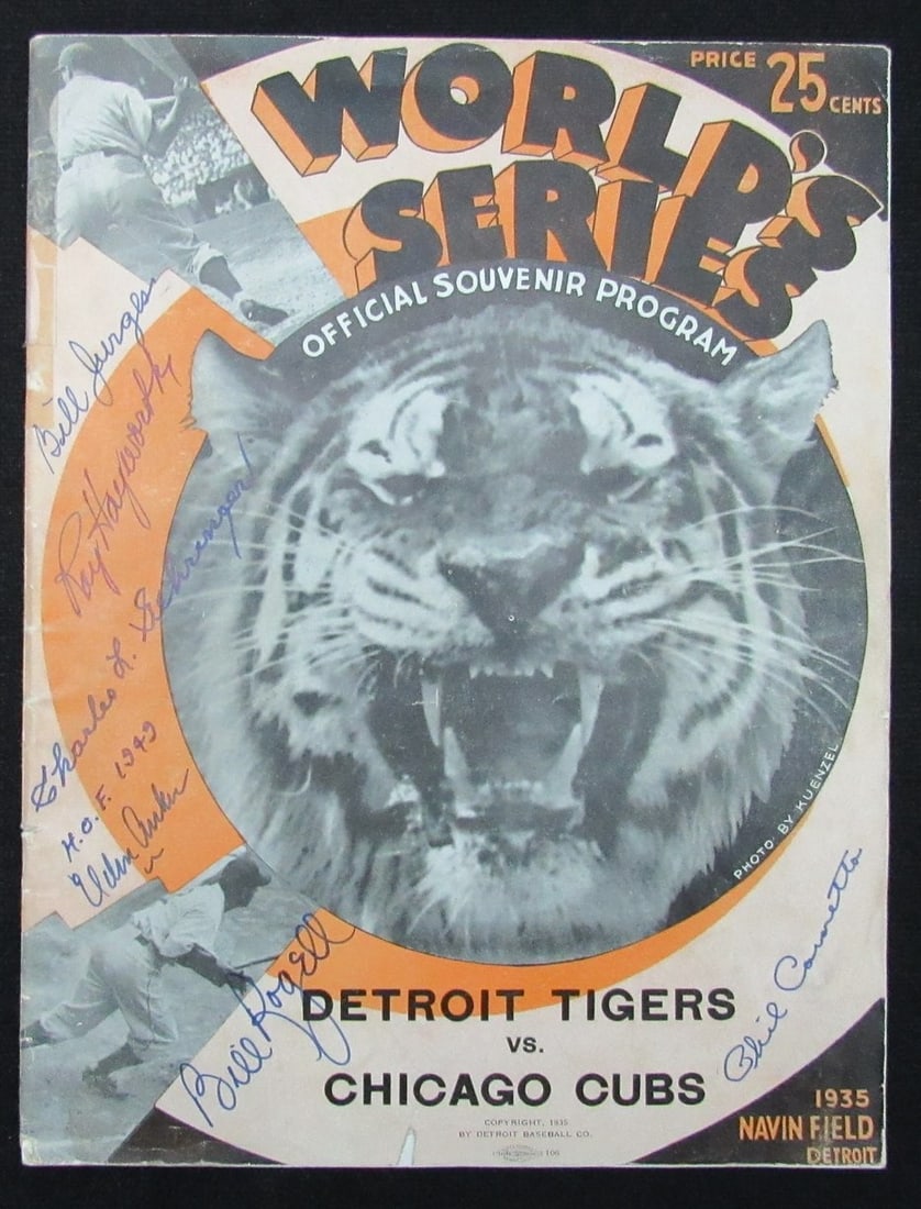 1935 World Series Program Signed by 10 Cubs Tigers Gehringer JSA Authenticated (1 of 11)