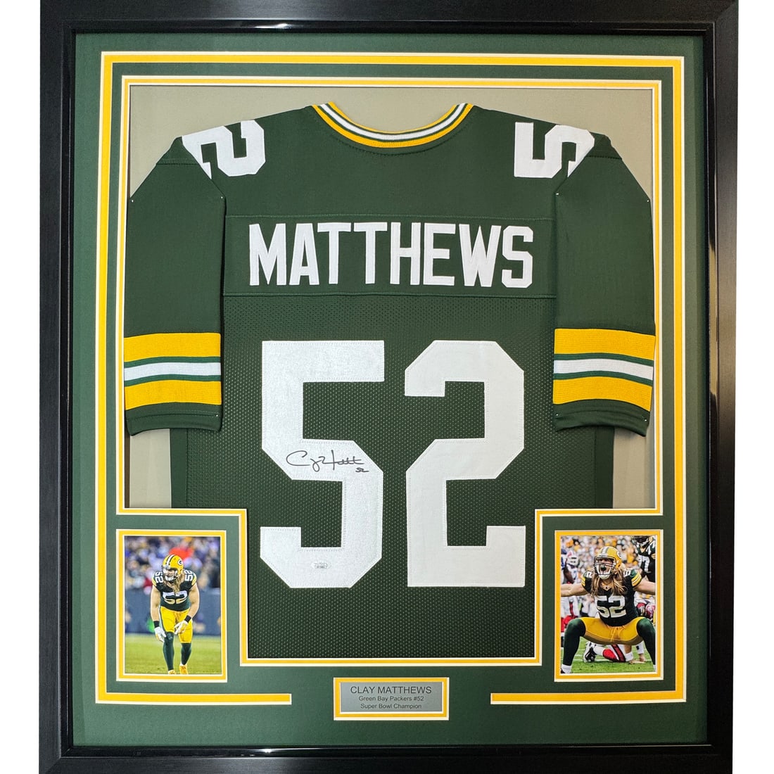Framed Signed Clay Matthews Green Bay Jersey 35x39 JSA Authenticated (1 of 2)