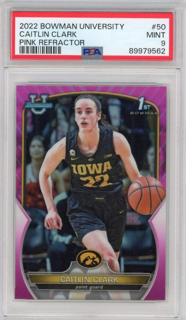 2022 Bowman U Caitlin Clark #50 Pink Refractor RC PSA 9 Basketball Card (1 of 2)