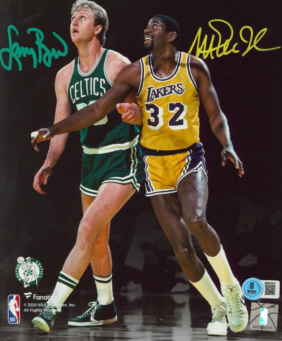 Magic Johnson Larry Bird Signed 8x10 Photo BAS Witnessed Authentic (1 of 1)