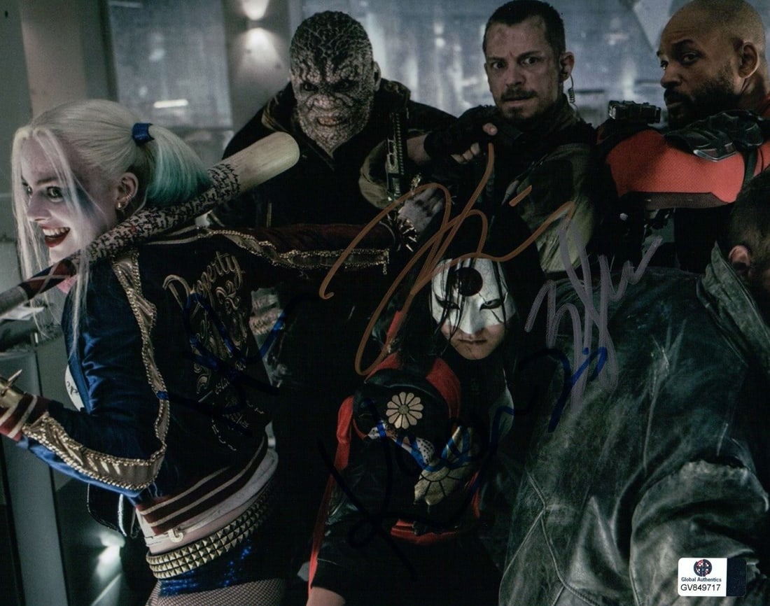 Will Smith Robbie Kinnaman Fukuhara Signed Suicide Squad Photo GAI Authenticated (1 of 2)