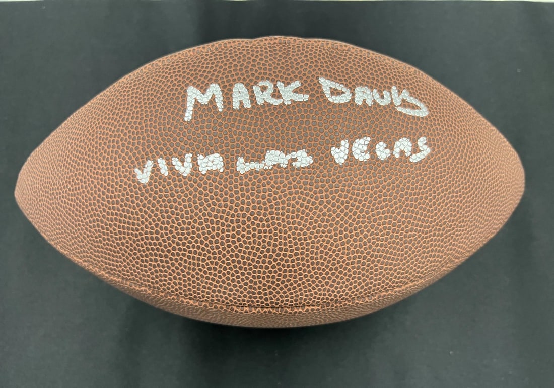 Mark Davis Autographed Football PSA/DNA Las Vegas Raiders Collectible: Mark Davis Autographed Football PSA/DNA Las Vegas Raiders Collectible This officially licensed football is autographed by Mark Davis, the owner of the Las Vegas Raiders. The signature has been authent