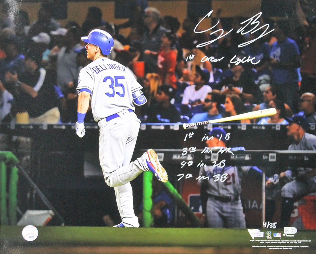 Cody Bellinger Signed 16x20 Photo Limited Edition #4/35 Dodgers: Cody Bellinger Signed 16x20 Photo Limited Edition #4/35 Dodgers Celebrate an iconic moment in baseball history with this autographed Limited Edition 16x20 photo of Cody Bellinger, commemorating his "1