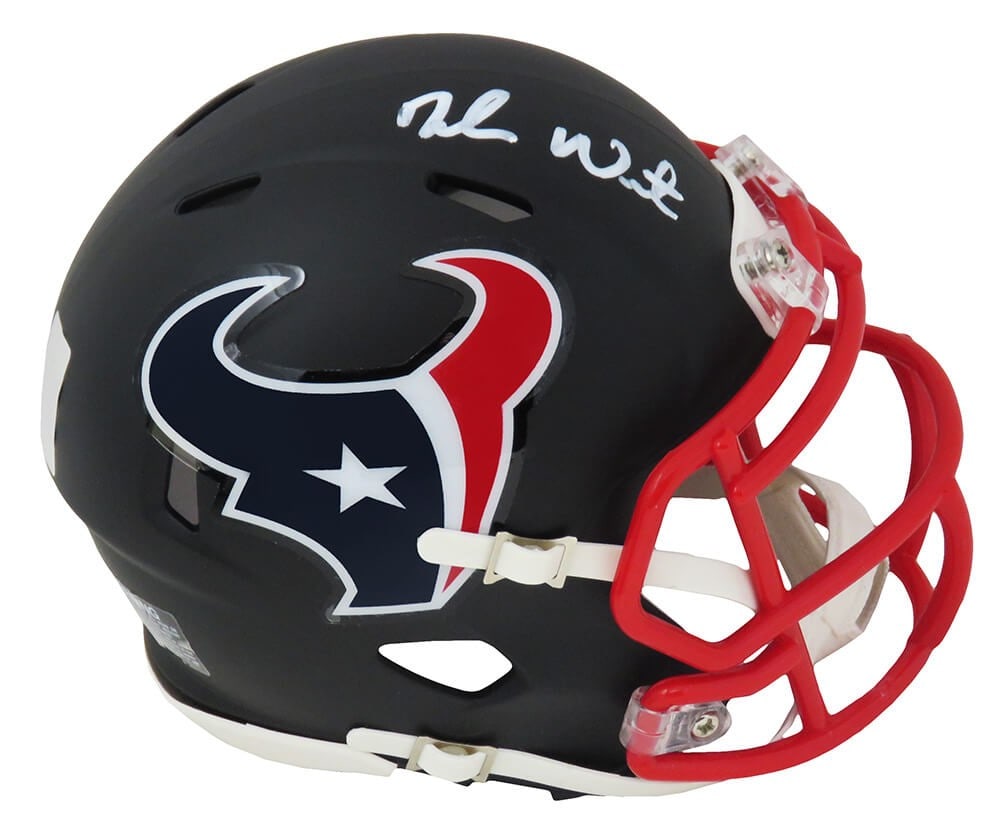 Deshaun Watson Signed Houston Texans Riddell Mini Helmet Beckett Authenticated: Deshaun Watson Signed Houston Texans Riddell Mini Helmet Beckett Authenticated Own a piece of football history with this Deshaun Watson signed Houston Texans black matte Riddell mini helmet. Featuring