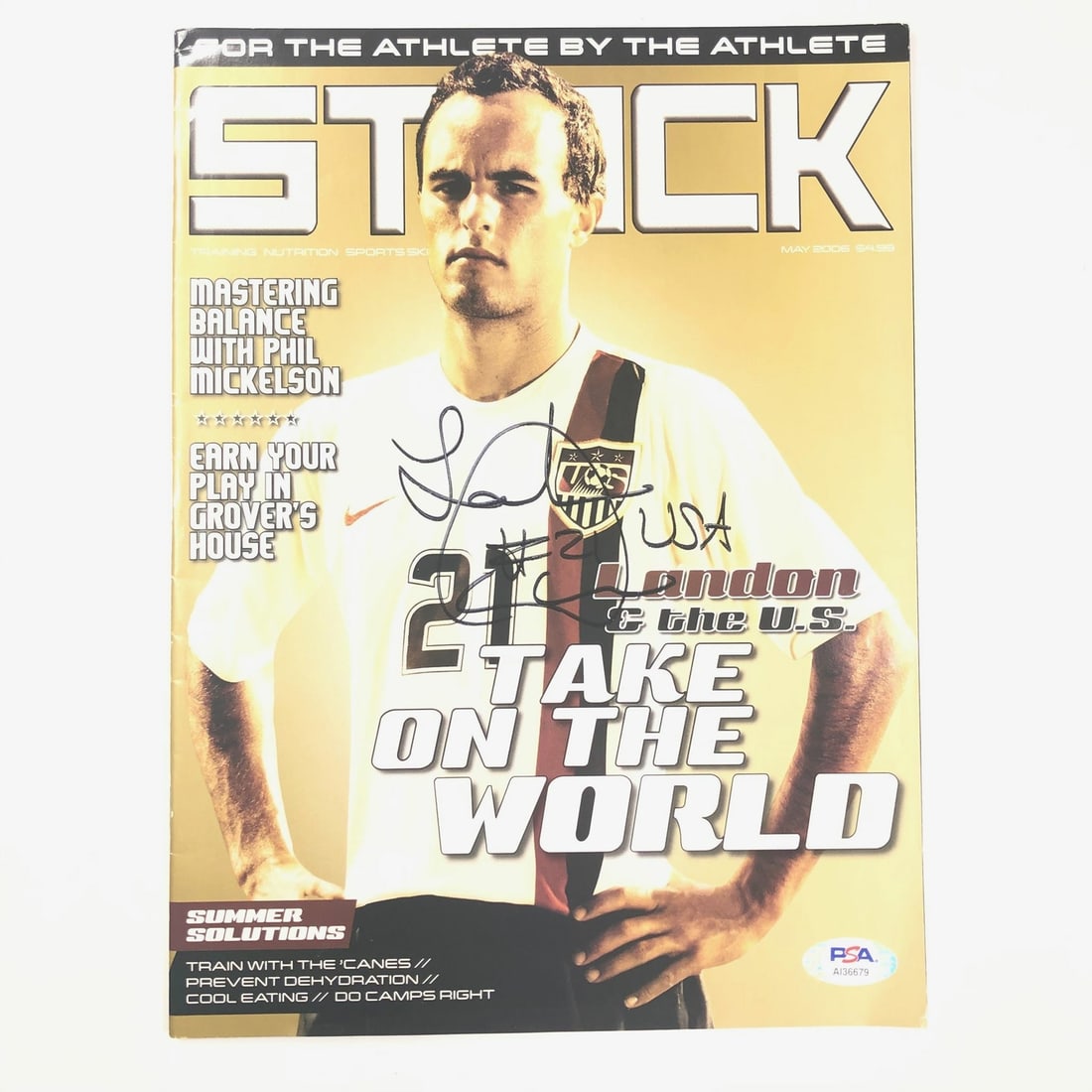 Landon Donovan Signed STACK Magazine Authentic PSA/DNA: Landon Donovan Signed STACK Magazine Authentic PSA/DNA This is a STACK Magazine featuring the autograph of soccer legend Landon Donovan. The signature has been authenticated by PSA/DNA, ensuring its a