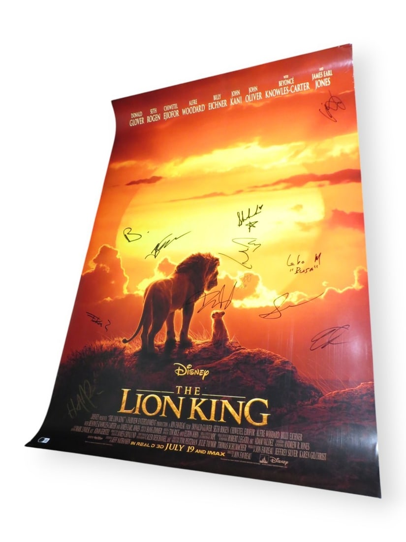 The Lion King Signed Poster 27x40 Glover Rogen Zimmer 9 Signatures BAS (1 of 7)
