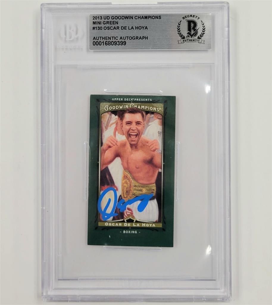 Oscar De La Hoya 2013 UD Goodwin Champions Mini Green #130 Signed Card BAS (1 of 2)
