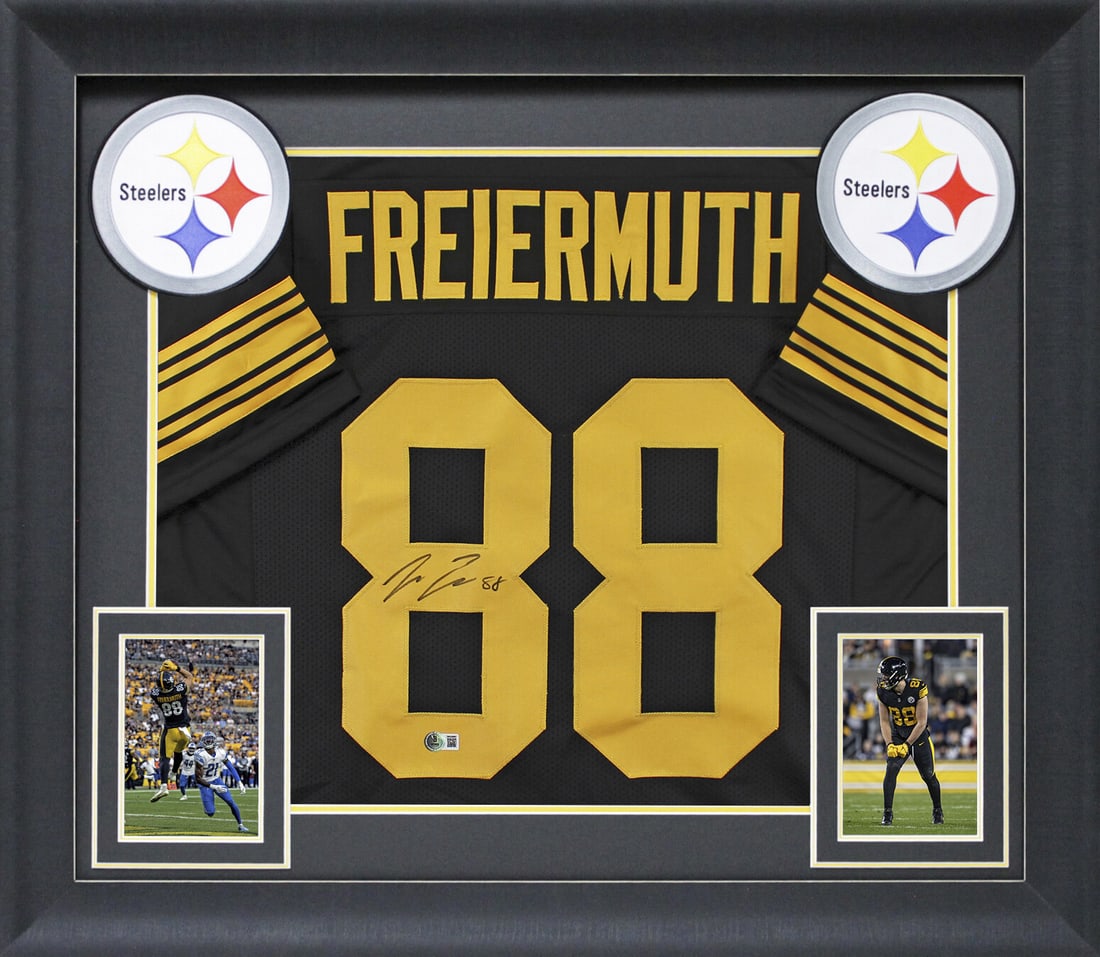 Pat Freiermuth Signed Black Color Rush Framed Jersey BAS Witnessed (1 of 2)