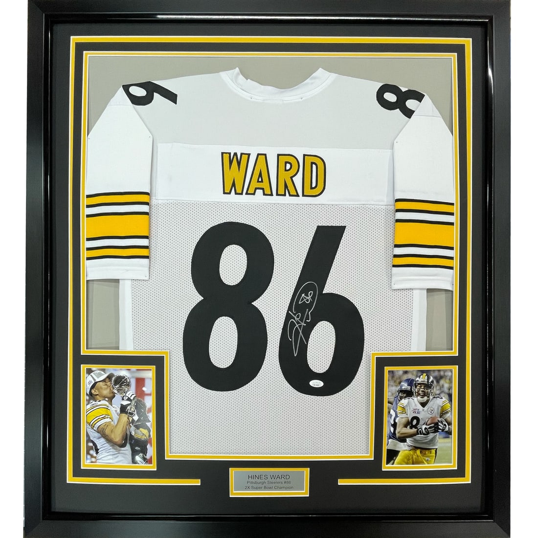 Framed Hines Ward Autographed Jersey Pittsburgh Steelers JSA COA 33x42 (1 of 2)