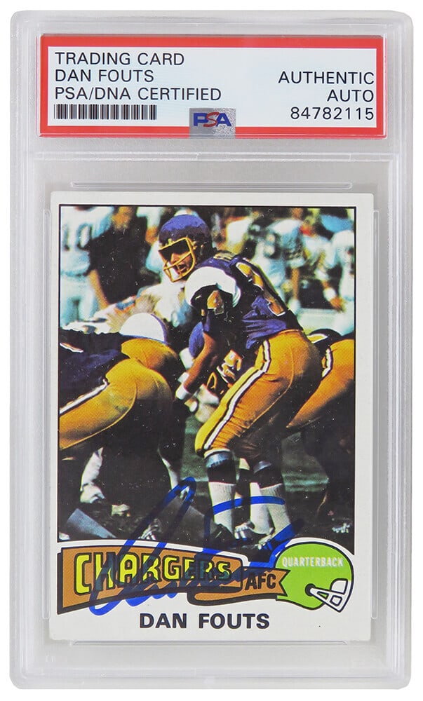 Dan Fouts Signed 1975 Topps Rookie Card #367 PSA 7 Chargers (1 of 2)