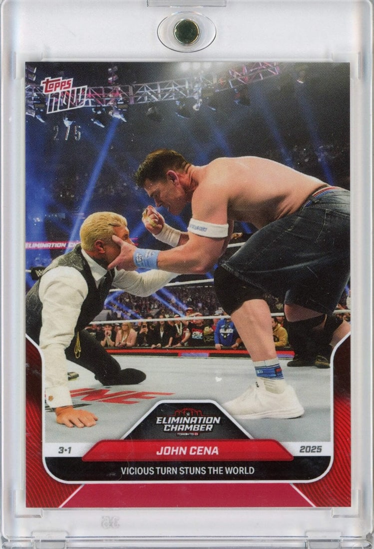2025 Topps Now WWE John Cena #29 Red /5 Vicious Turn Card Authenticated (1 of 2)