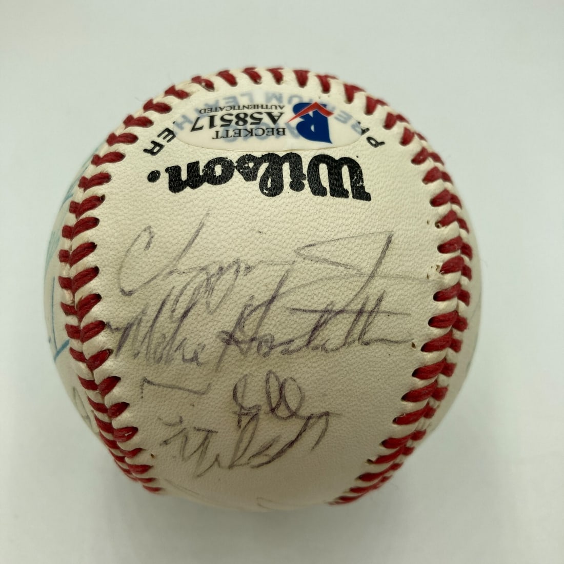 Chipper Jones 1992 Greenville Braves Signed Baseball Beckett COA (1 of 9)