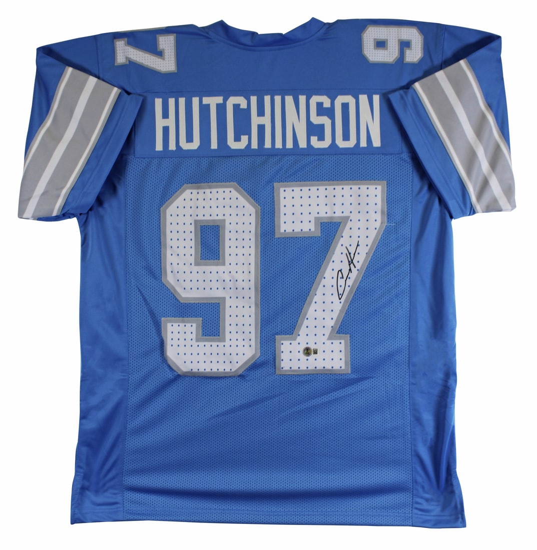 Aidan Hutchinson Signed Detroit Lions Blue Pro Style Jersey BAS Witnessed (1 of 3)