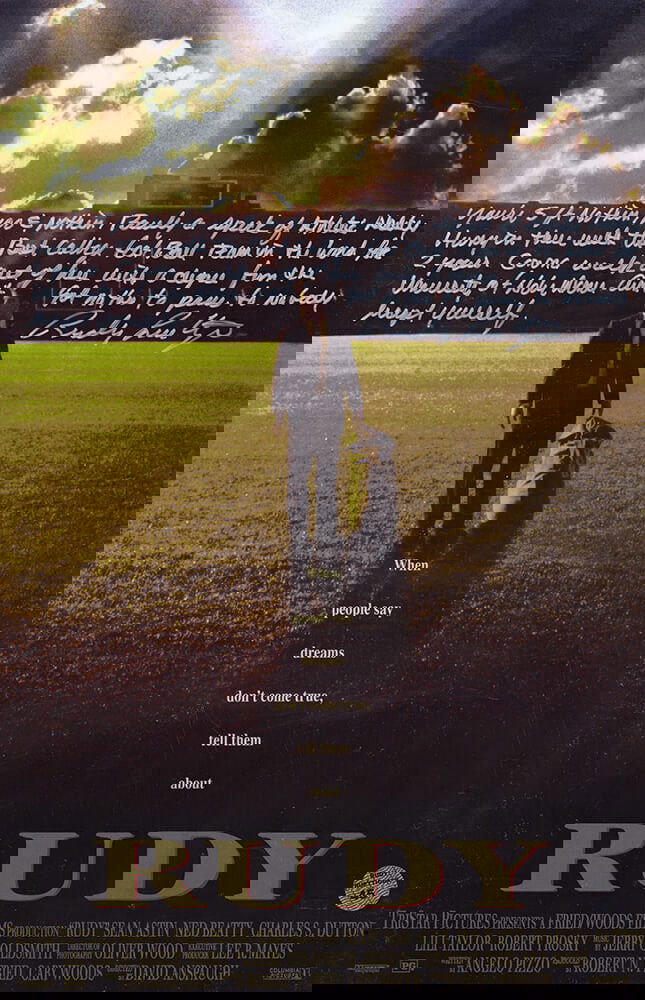 Rudy Ruettiger Signed 11x17 Movie Poster with Inspiring Quote SS COA: Rudy Ruettiger Signed 11x17 Movie Poster with Inspiring Quote SS COA This authentic Rudy Ruettiger signed 11x17 movie poster features a powerful inscription of his memorable quote: "You're 5 ft nothin