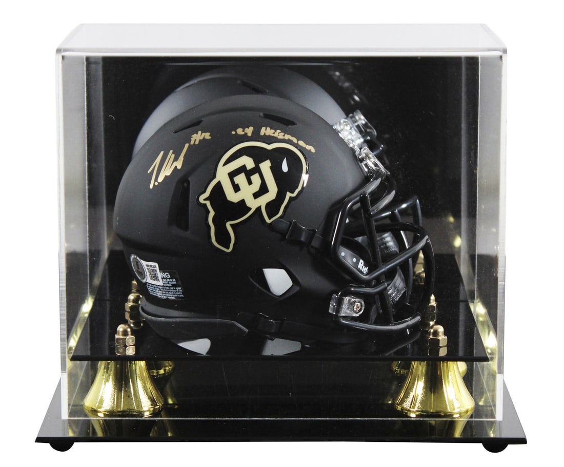 Travis Hunter Signed Colorado Mini Helmet 24 Heisman BAS Authenticated: Travis Hunter Signed Colorado Mini Helmet 24 Heisman BAS Authenticated Celebrate your love for football with this authentic Colorado Buffaloes Travis Hunter signed black speed mini helmet. This striki