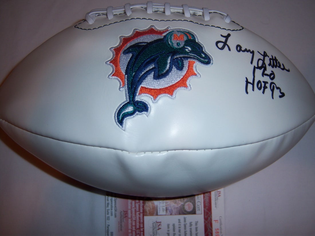 Larry Little Signed Football JSA COA NFL Collectible: Larry Little Signed Football JSA COA NFL Collectible This is an original signed football featuring Hall of Famer Larry Little, who is known for his contributions to the Miami Dolphins. The ball comes