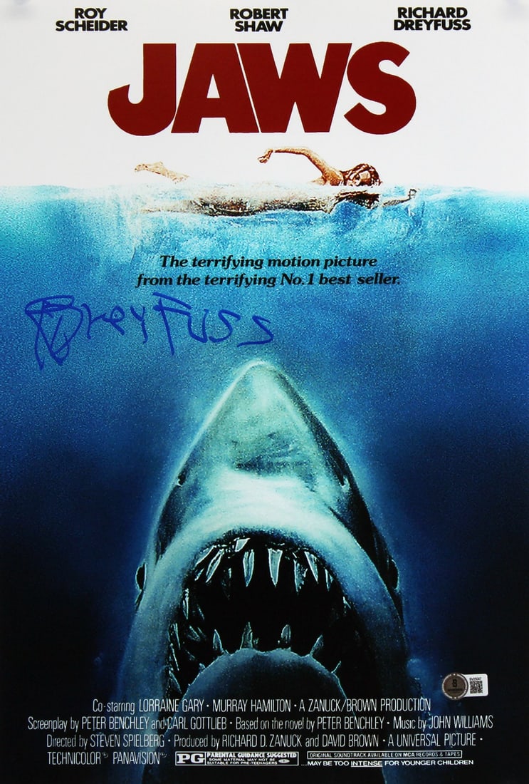 12x18 Jaws Mini Poster Signed by Richard Dreyfuss Beckett Authenticated (1 of 2)