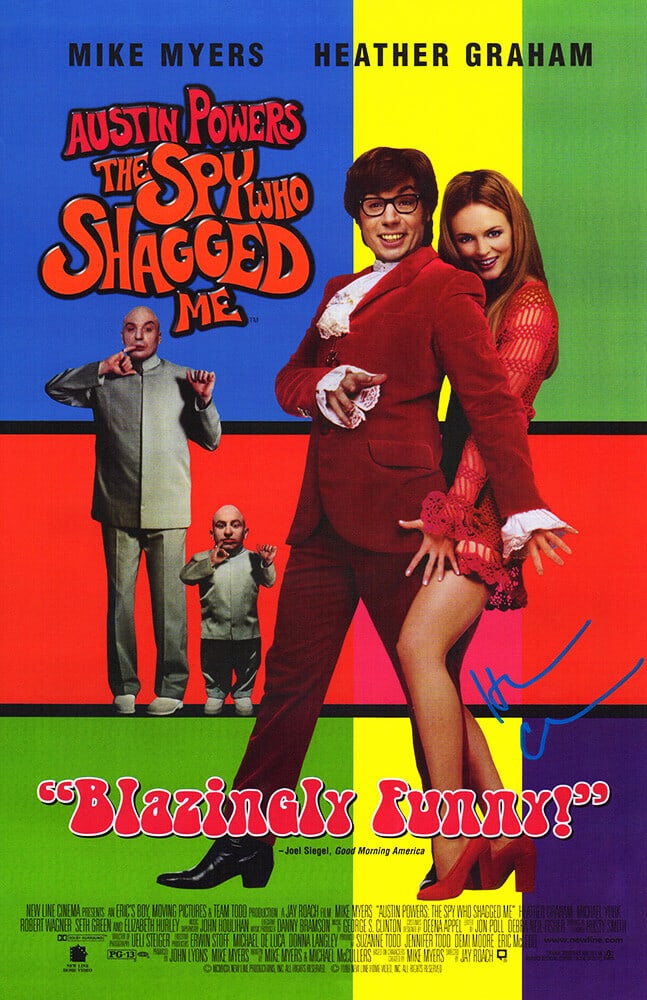 Heather Graham Signed Austin Powers 11x17 Poster with COA: Heather Graham Signed Austin Powers 11x17 Poster with COA This is an original 11x17 movie poster for 'Austin Powers: The Spy Who Shagged Me' featuring the autograph of actress Heather Graham. The post