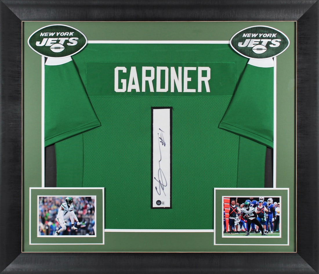 Ahmad Sauce Gardner Signed Green Pro Style Framed Jersey New York Jets BAS Witnessed (1 of 1)