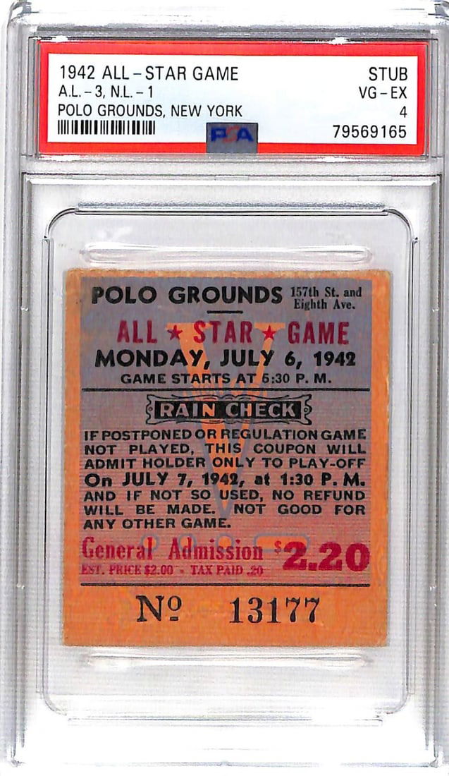 1942 MLB All-Star Game Ticket PSA 4 Polo Grounds Original (1 of 3)