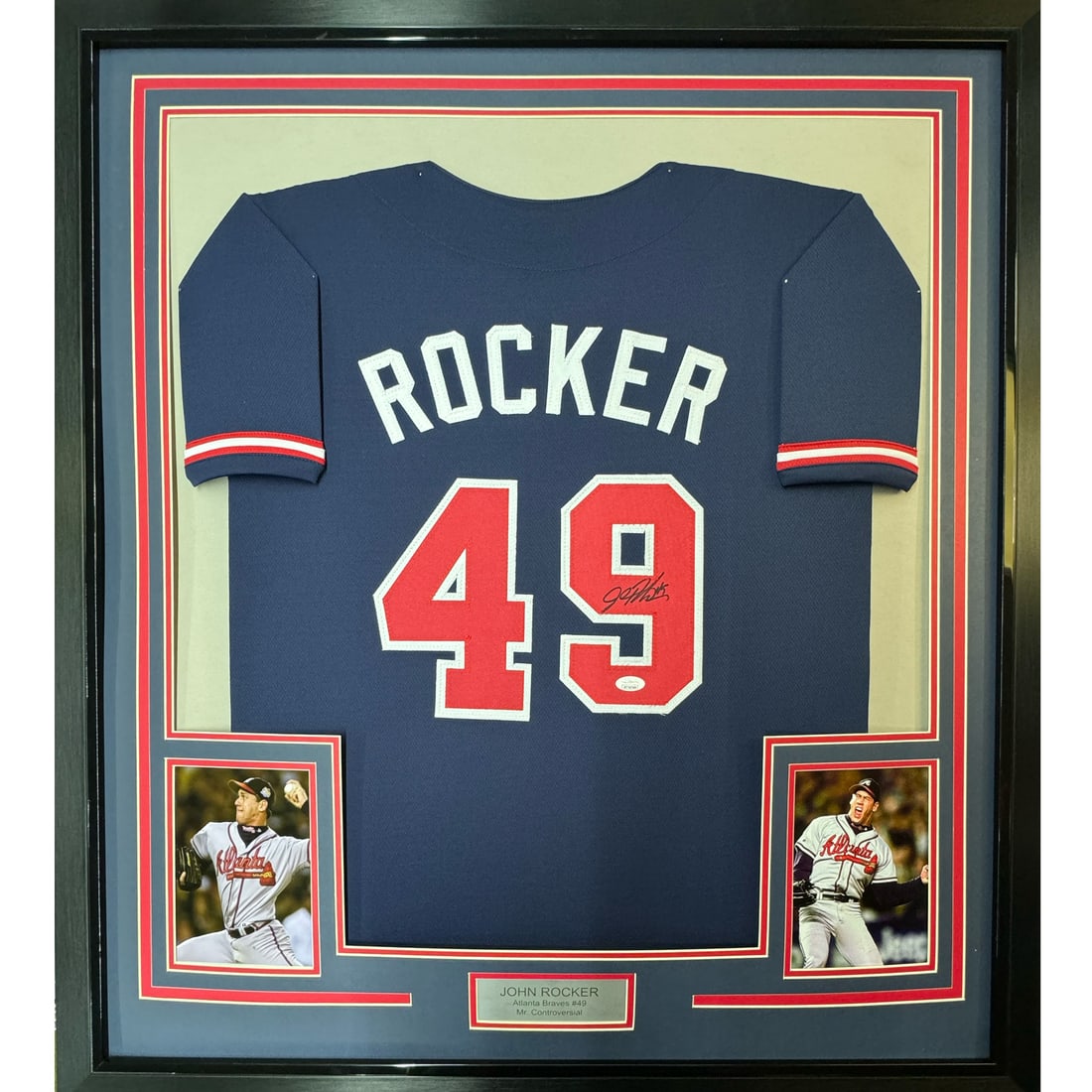 Framed Signed John Rocker Atlanta Braves Jersey with PSA/DNA COA: Framed Signed John Rocker Atlanta Braves Jersey with PSA/DNA COA Celebrate the legacy of John Rocker with this professionally framed and autographed Atlanta Braves jersey. The item features Rocker's s
