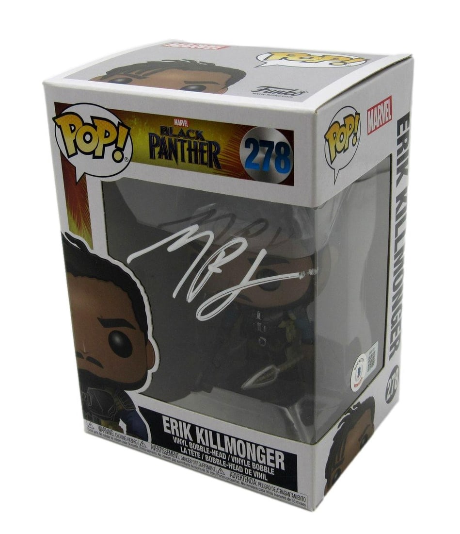 Michael B Jordan Autographed Funko Pop 278 Black Panther Beckett Authenticated (1 of 7)