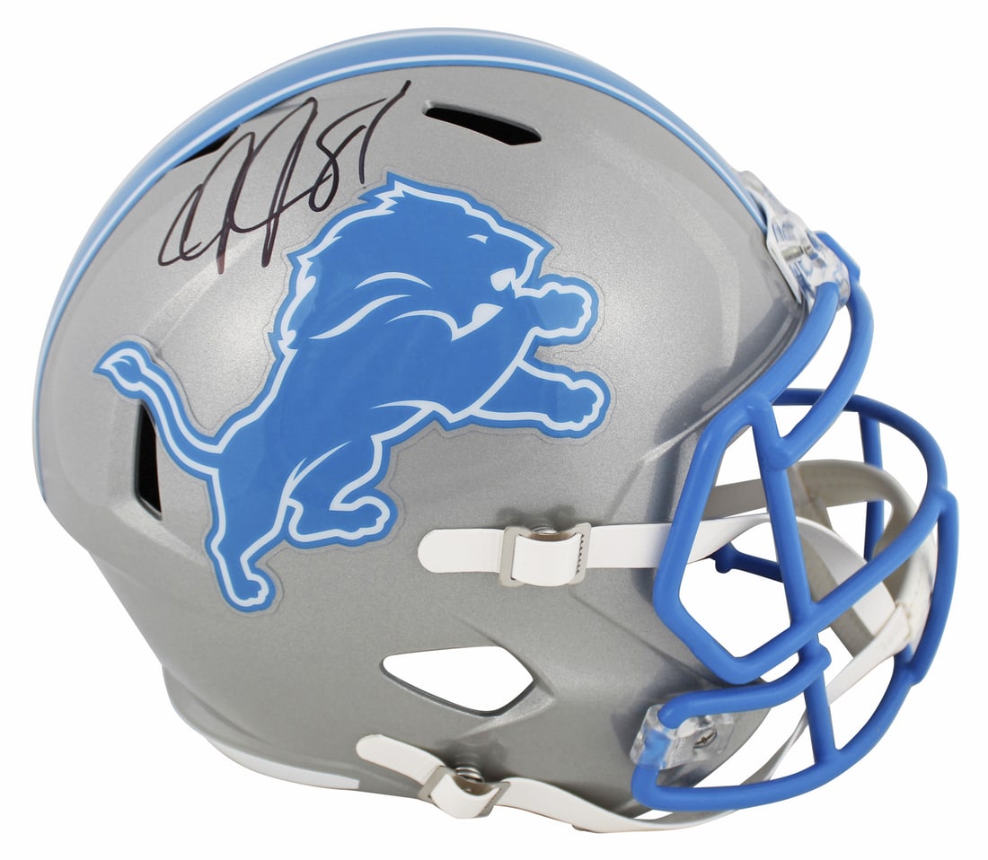 Calvin Johnson Signed 2024 Riddell Full Size Helmet BAS Witnessed Detroit Lions (1 of 3)