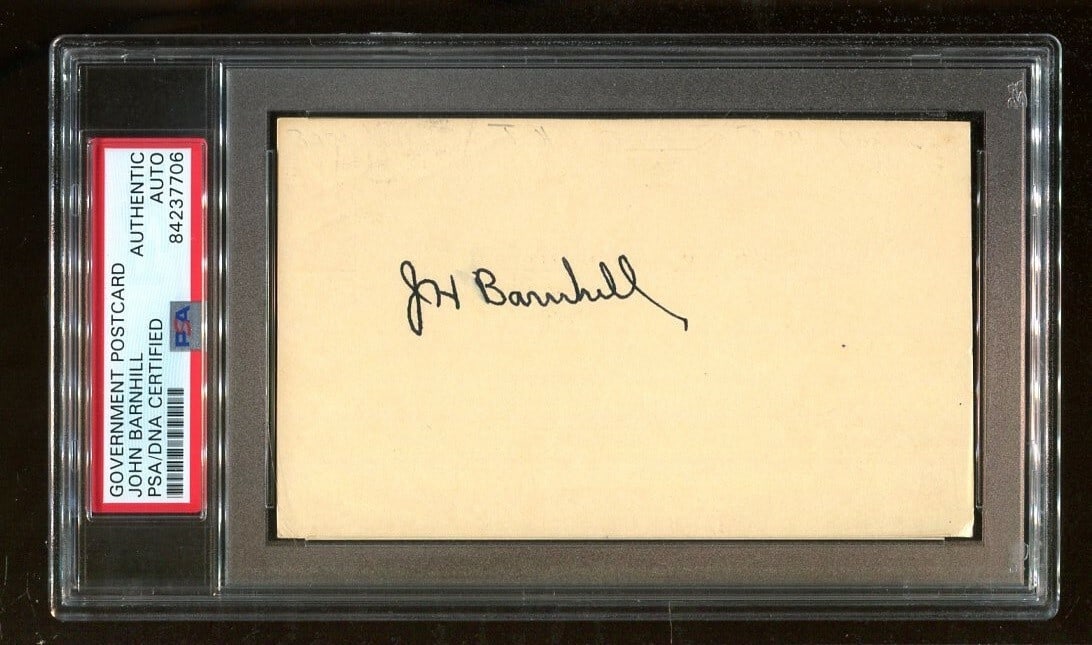 John Barnhill Autographed Football Index Card PSA/DNA Certified 1973 (1 of 2)