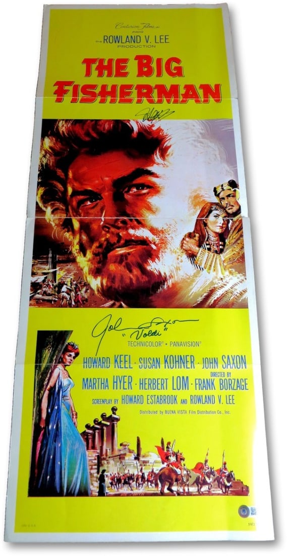 Howard Keel John Saxon Autographed 14x36 The Big Fisherman Poster Beckett Certified (1 of 5)