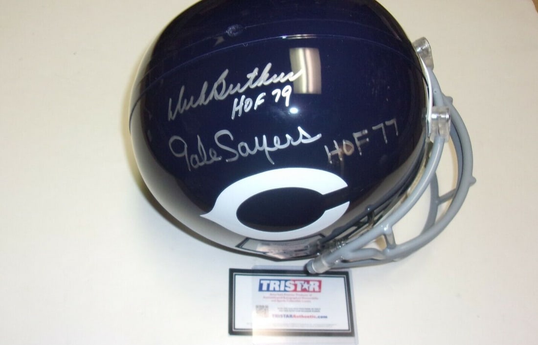 Gale Sayers Dick Butkus Signed Full Size Replica Helmet COA HOF 77 79 (1 of 1)