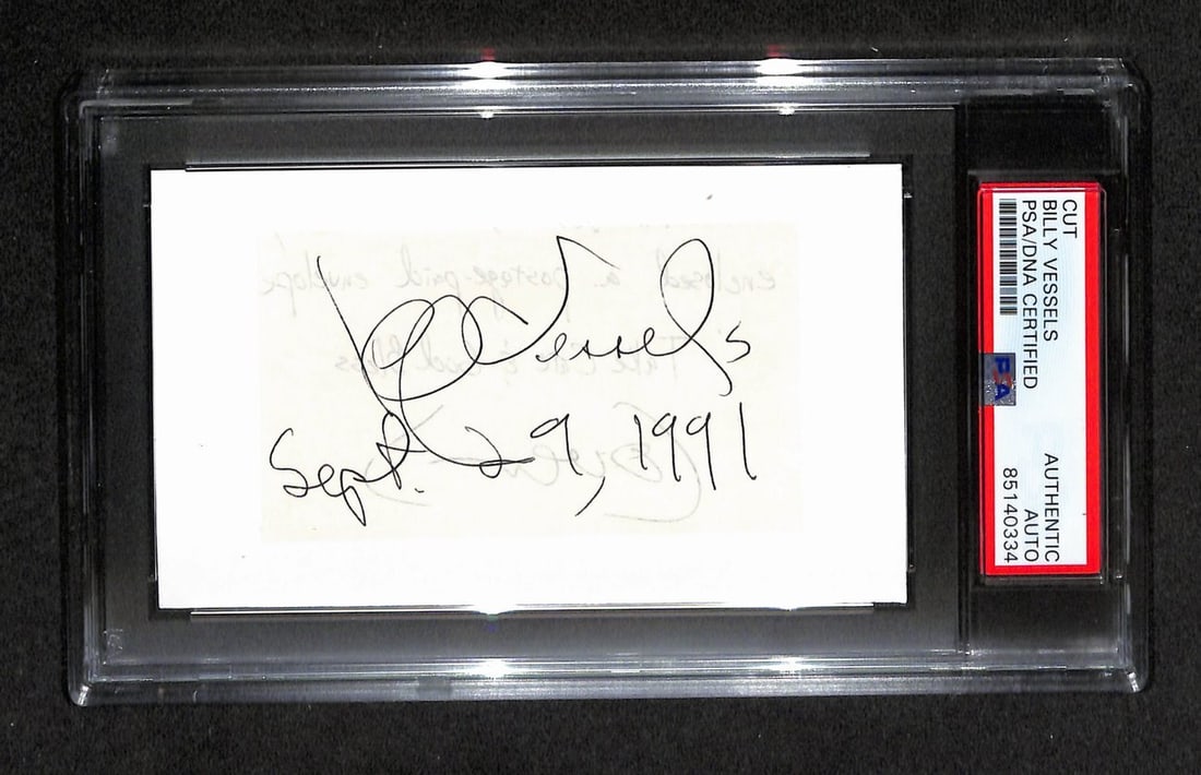Billy Vessels Autographed 3x5 Index Card PSA/DNA Authentic (1 of 1)