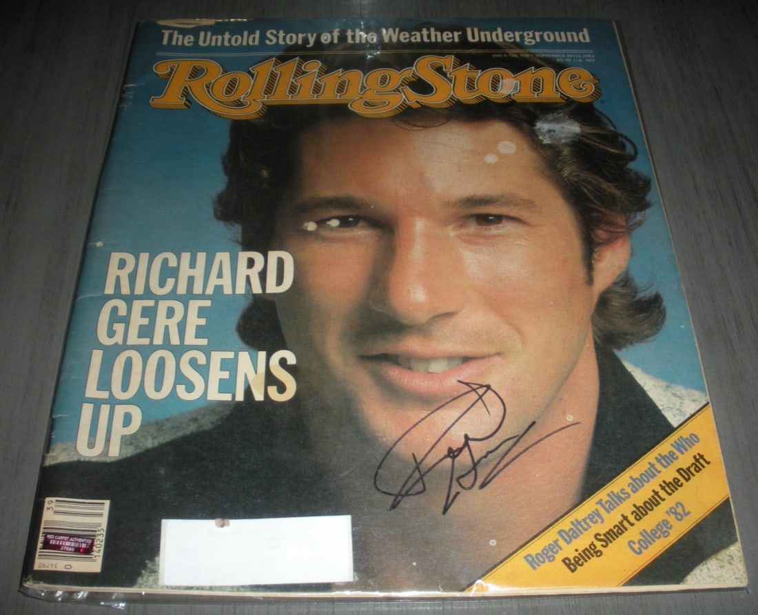 Richard Gere Signed Rolling Stone Magazine with COA from Officer and a Gentleman (1 of 1)