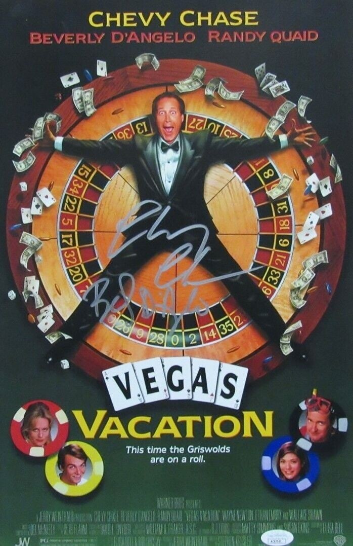 Chevy Chase Beverly D'Angelo Signed 11x17 Vegas Vacation Poster JSA Authenticated (1 of 3)