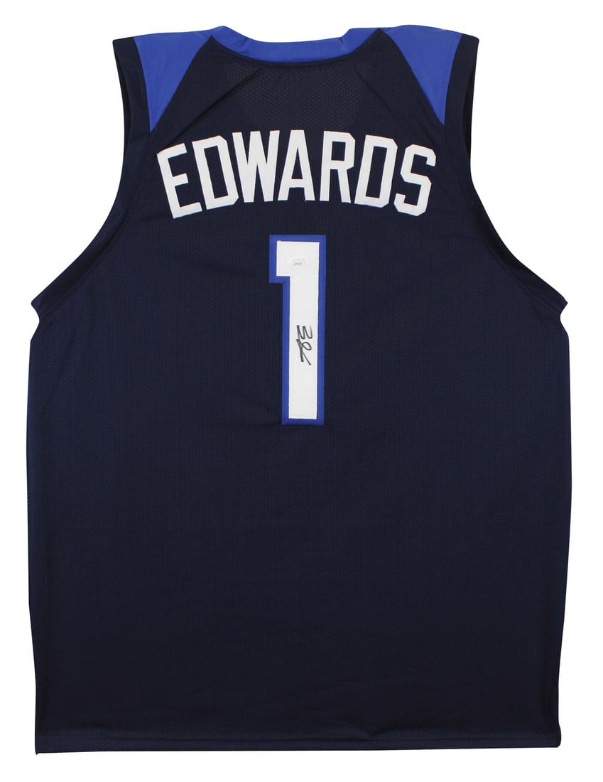 Anthony Edwards Signed Navy Blue Pro Style Jersey JSA Certified (1 of 3)