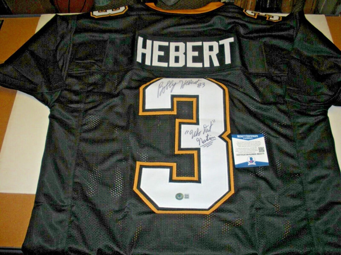 Bobby Hebert Signed New Orleans Saints Jersey Who Dat Nation COA: Bobby Hebert Signed New Orleans Saints Jersey Who Dat Nation COA This authentic jersey celebrates Bobby Hebert, a legendary figure in New Orleans Saints history, perfect for any Who Dat Nation support