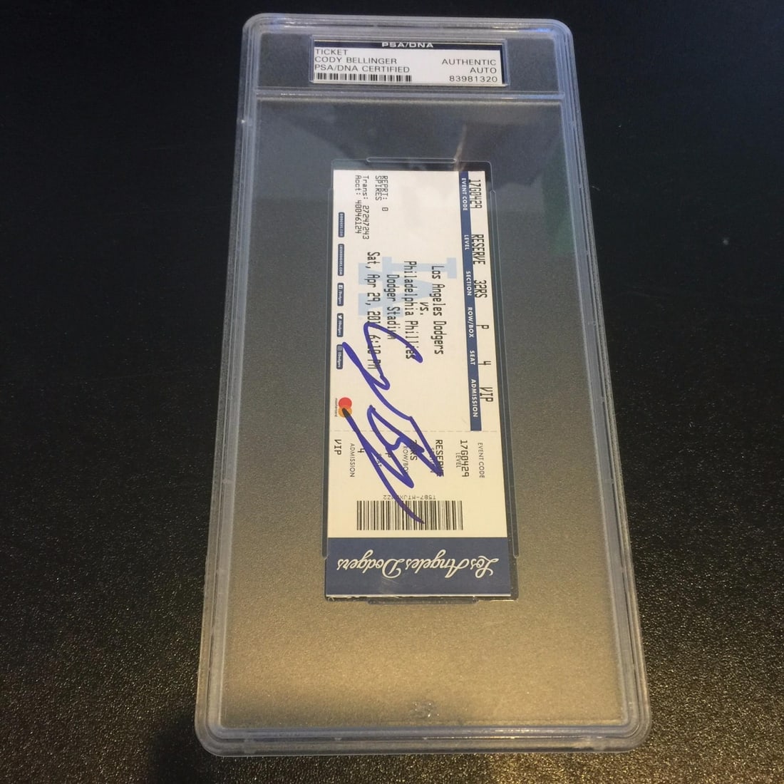 Cody Bellinger Signed Authentic 1st Career Home Run Ticket PSA/DNA Slabbed (1 of 6)