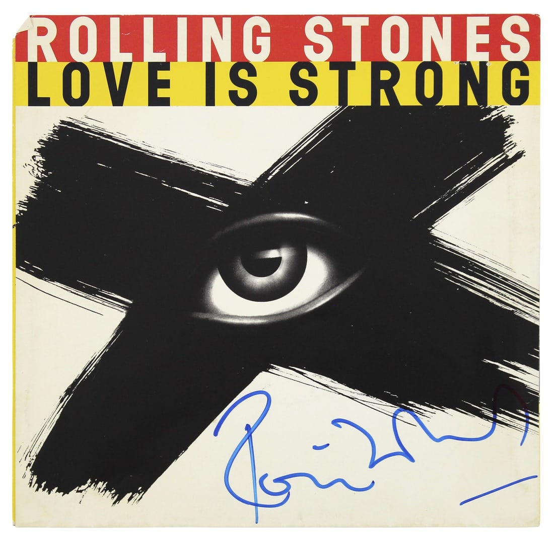 Ronnie Wood Signed Rolling Stones Love Is Strong Album Cover Beckett Certified (1 of 3)