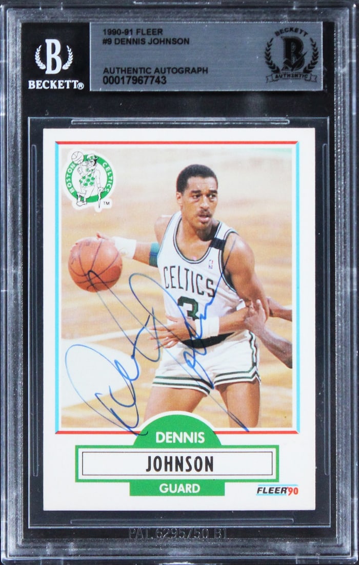 Dennis Johnson Signed 1990 Fleer #9 Basketball Card Beckett Authenticated (1 of 2)