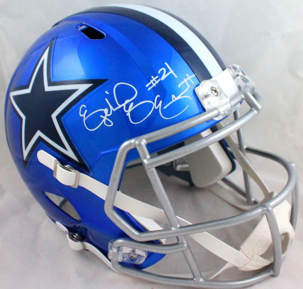 Ezekiel Elliott Signed Dallas Cowboys Flash Speed Helmet Beckett Auth: Ezekiel Elliott Signed Dallas Cowboys Flash Speed Helmet Beckett Auth This is an original full-size Flash Speed helmet autographed by Ezekiel Elliott, the standout player of the Dallas Cowboys. The he