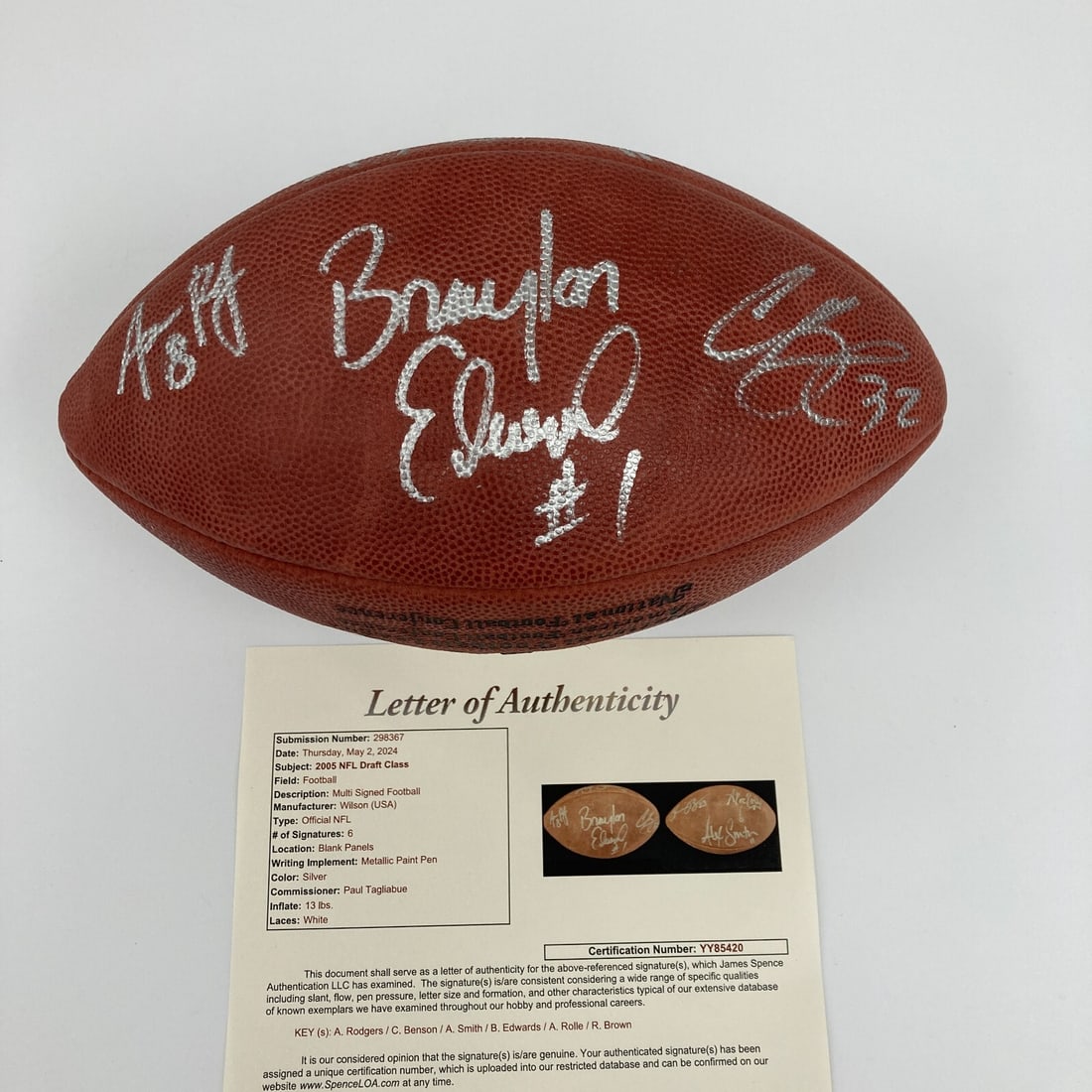 Aaron Rodgers Signed 2005 NFL Wilson Football with JSA COA (1 of 8)