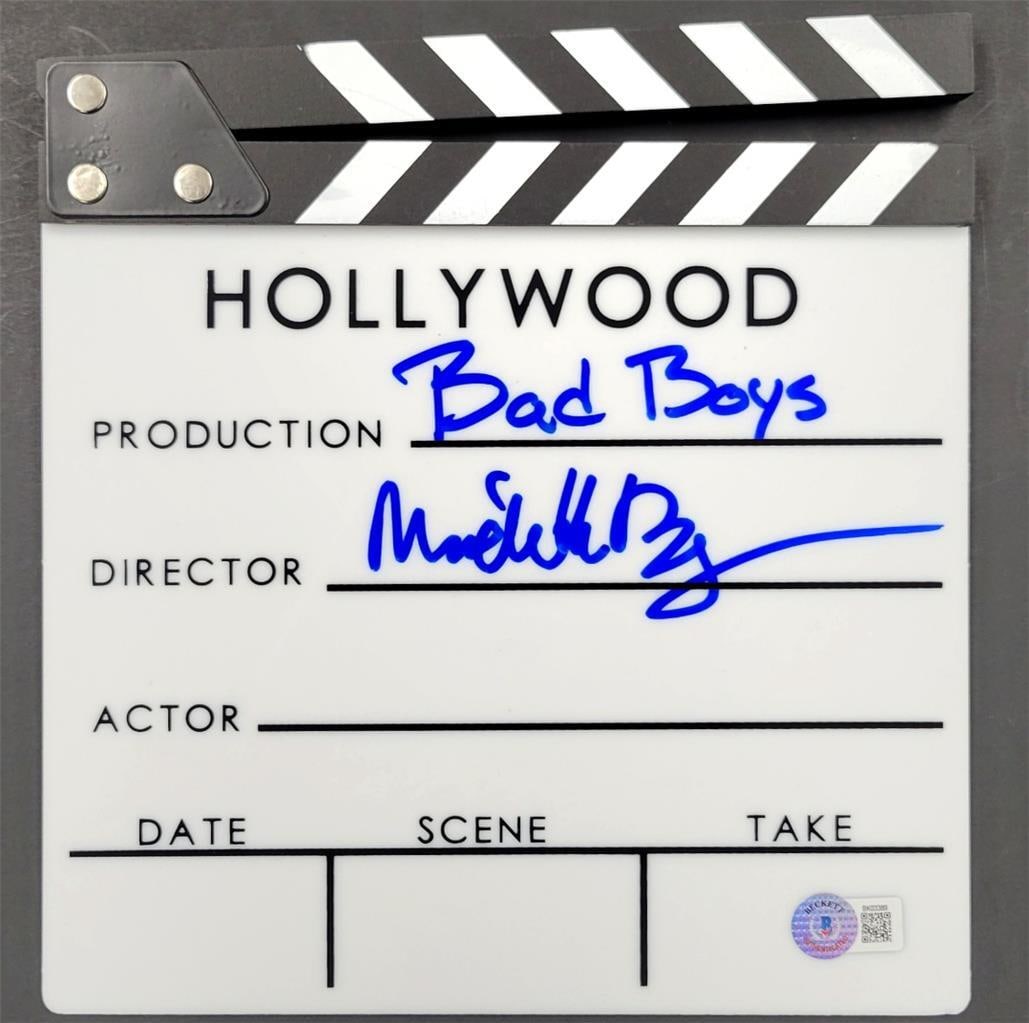 Michael Bay Signed Bad Boys Clap Board Clapper BAS Authentic: Michael Bay Signed Bad Boys Clap Board Clapper BAS Authentic This authentic clapboard from the iconic film "Bad Boys" is a unique collectible, featuring the signature of renowned director Michael Bay.