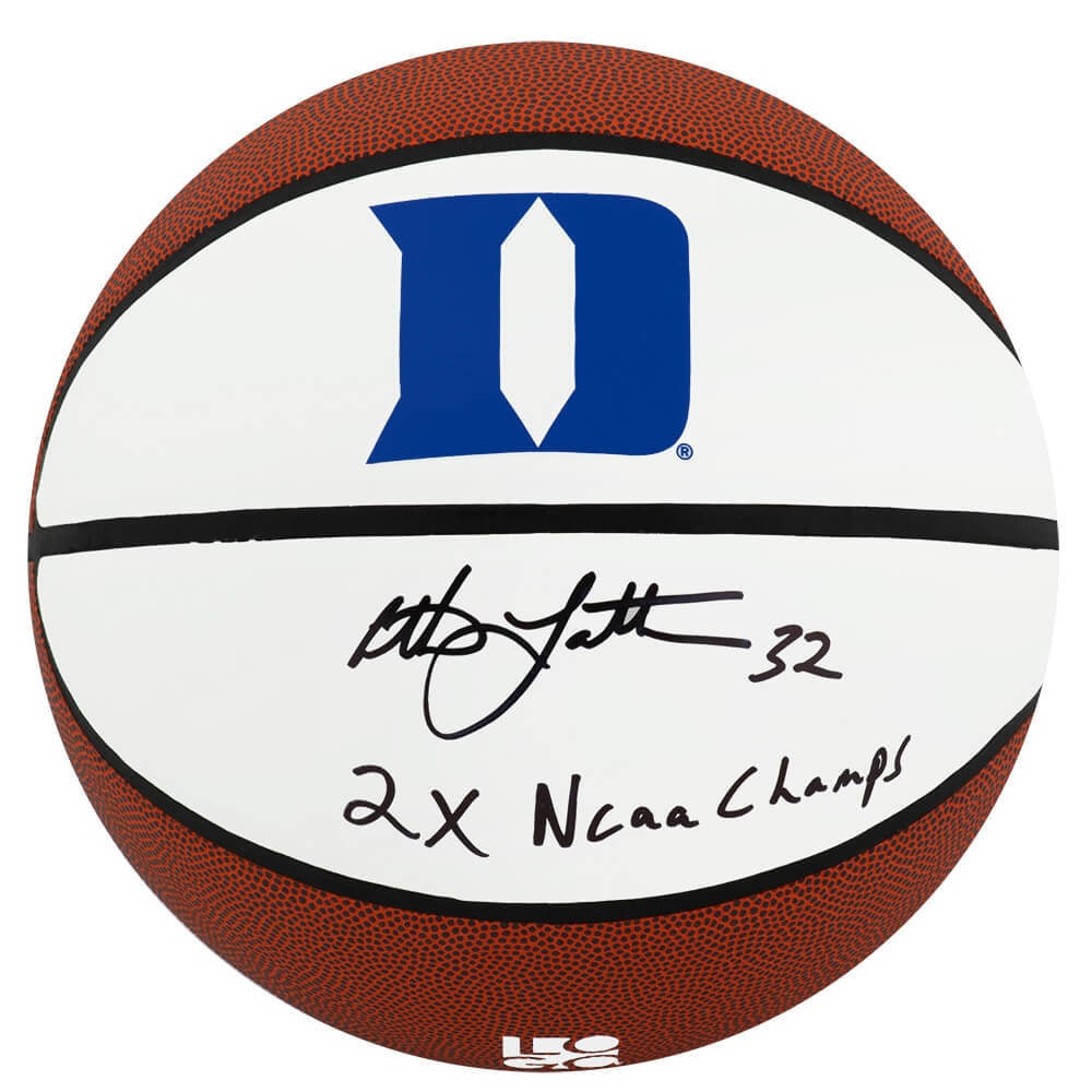 Christian Laettner Signed Duke Basketball 2x NCAA Champs COA: Christian Laettner Signed Duke Basketball 2x NCAA Champs COA This is a Christian Laettner signed Duke Blue Devils Logo Brands white basketball featuring the inscription '2x NCAA Champs'. The ball is a