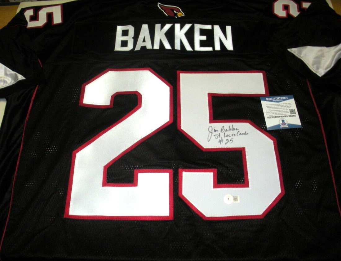 Jim Bakken Signed Reebok Jersey with Beckett Authentication: Jim Bakken Signed Reebok Jersey with Beckett Authentication This officially licensed Reebok jersey features the signature of Jim Bakken, a renowned player for the St. Louis Cardinals. Authenticated by