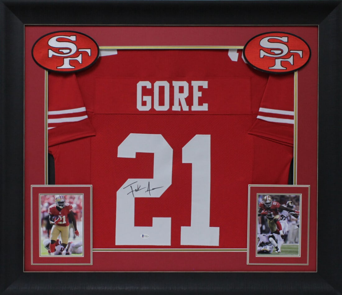 Frank Gore Signed Red Framed Jersey San Francisco 49ers BAS Witnessed (1 of 1)