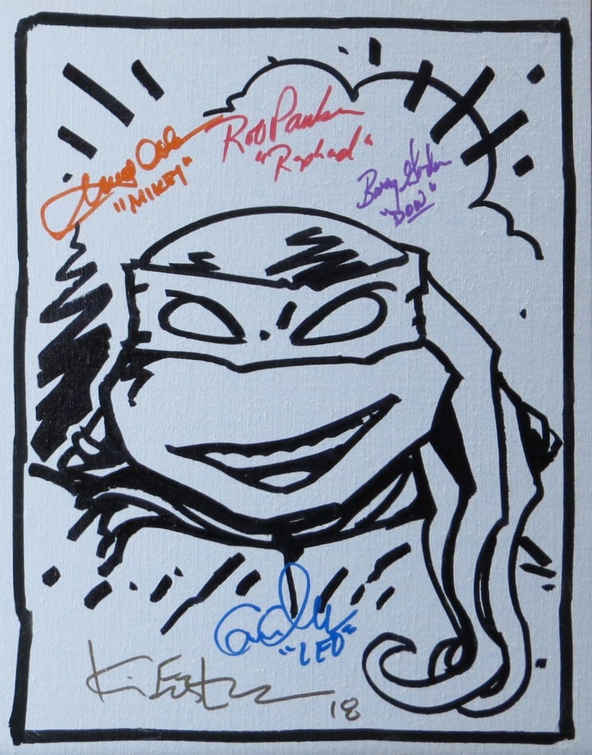 TMNT Cast Signed 11X14 Mounted Canvas Sketch with JSA Authentication (1 of 2)