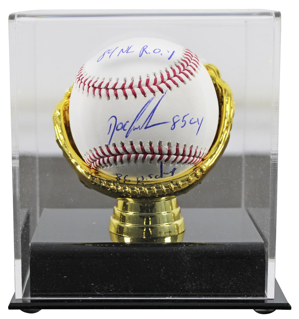 Dwight Gooden Signed OML Baseball 3x Inscribed in Display Case BAS Authenticated (1 of 5)