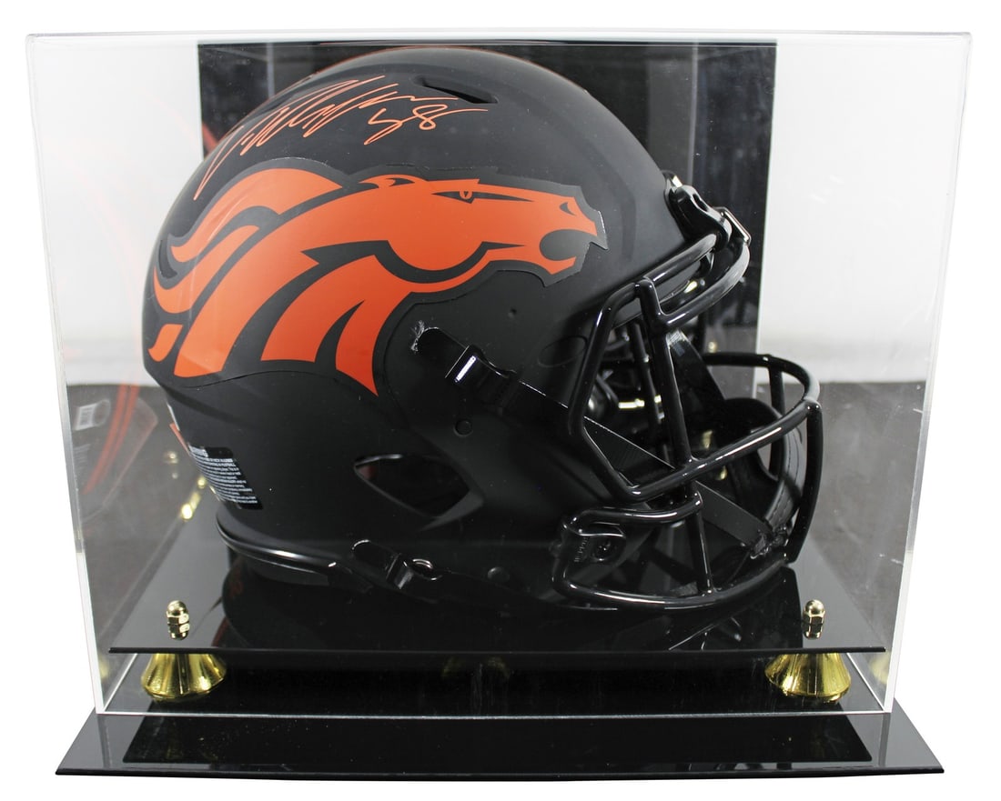 Von Miller Signed Denver Broncos Eclipse F/S Helmet with BAS Authentication: Von Miller Signed Denver Broncos Eclipse F/S Helmet with BAS Authentication This authentic Denver Broncos Eclipse full-size Speed Proline helmet has been personally signed by star player Von Miller. I
