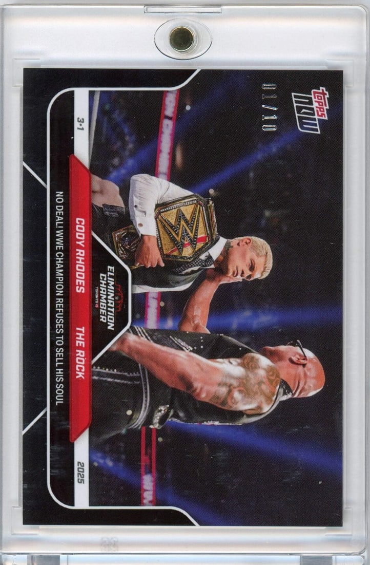 2025 Topps Now WWE Cody Rhodes The Rock #26 Black /10 Graded Card (1 of 2)