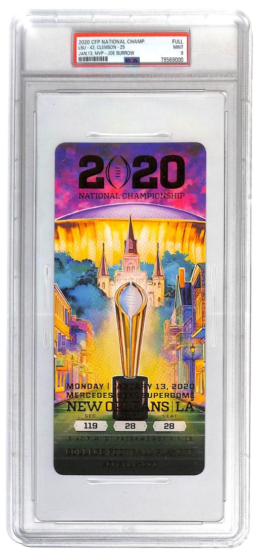 2020 CFP National Championship Ticket PSA 9 Joe Burrow Clemson LSU (1 of 3)